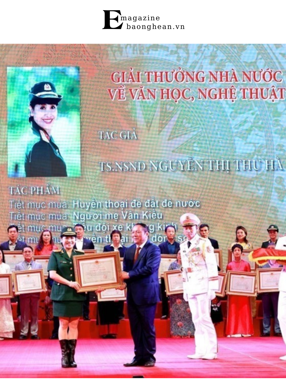 NSND Thu Hà được vinh danh tại lễ trao Giải thưởng Nhà nước cho những cống hiến xuất sắc.