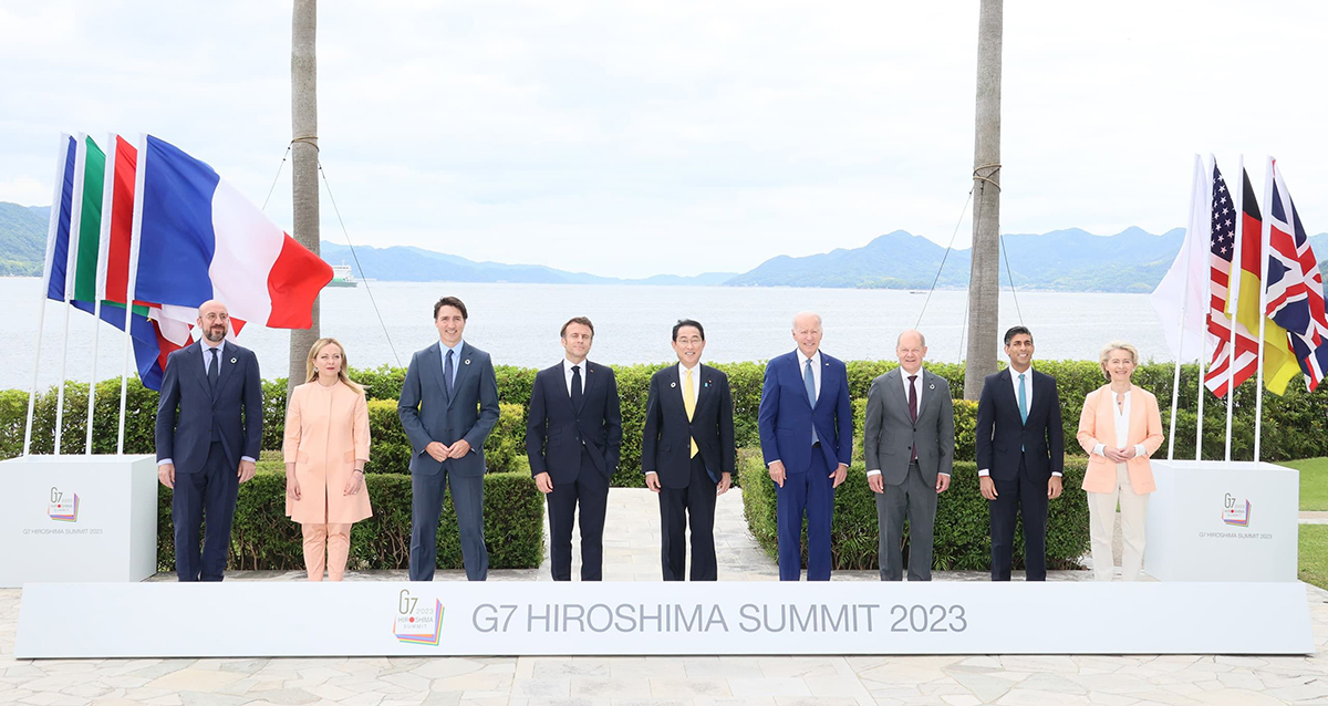 Lãnh đạo các nước G7 tại Hiroshima, Nhật Bản ngày 20/5. Ảnh: Bộ Ngoại giao Nhật Bản