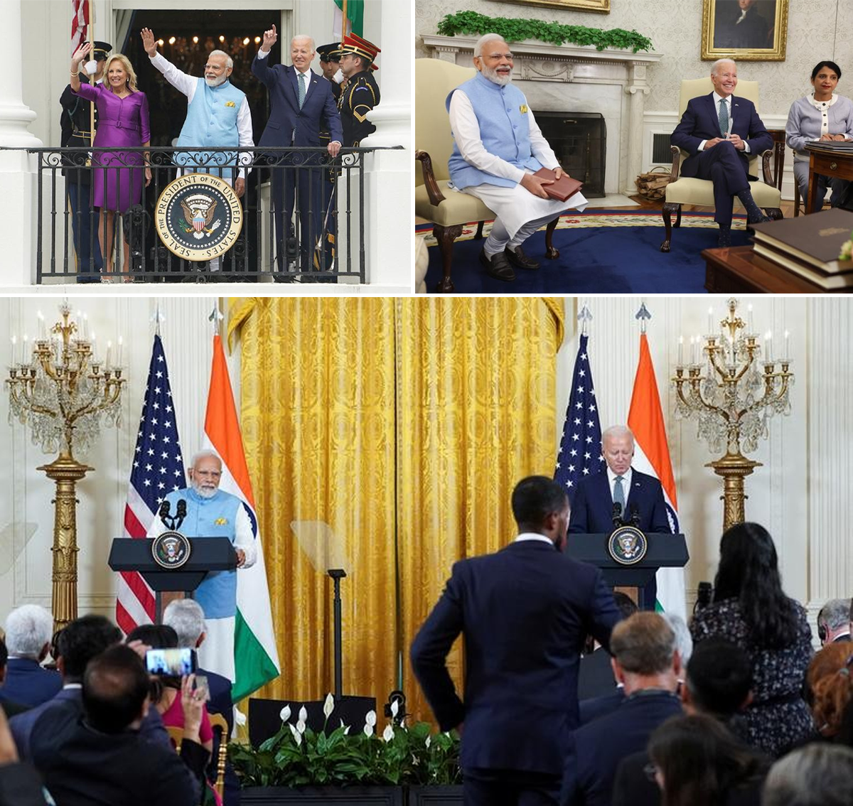 Tổng thống Joe Biden tổ chức lễ đón và hội đàm với Thủ tướng Ấn Độ Modi về hàng loạt vấn đề song phương Mỹ - Ấn Độ, khu vực và toàn cầu. Ảnh: Reuters