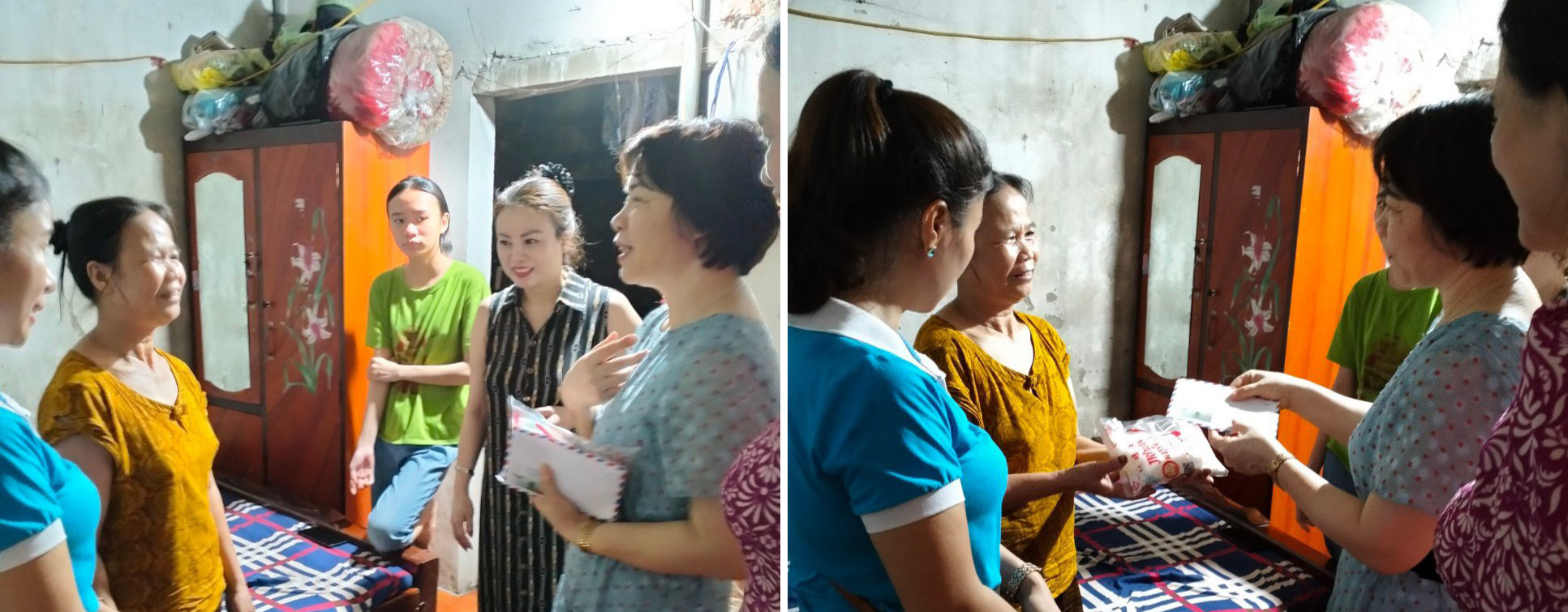 Hội LHPN phường Hồng Sơn thăm tặng quà cho gia đình chị Hoàng Thị Hồng.