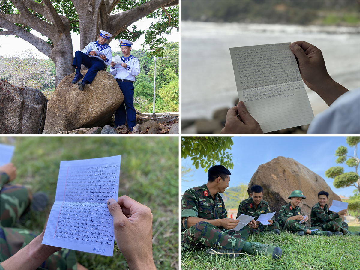 Các chiến sĩ trên đảo Hòn Khoai đọc thư gửi từ đất liền.
