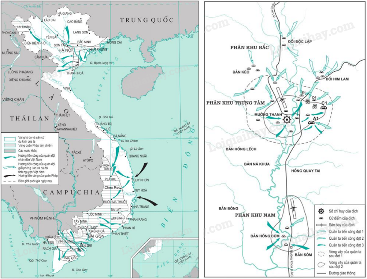 Lược đồ hình thái chiến trường Đông - Xuân 1953 - 1954 và chiến dịch Điện Biên Phủ. Ảnh: Tư liệu